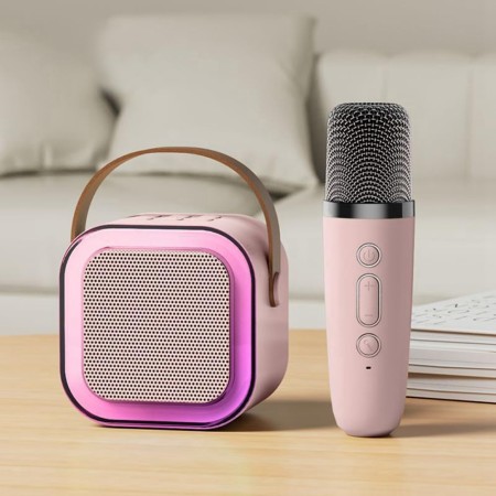 Portable Karaoke System and Bluetooth Micro Sound Box Speakers With 1 Wireless Microphone