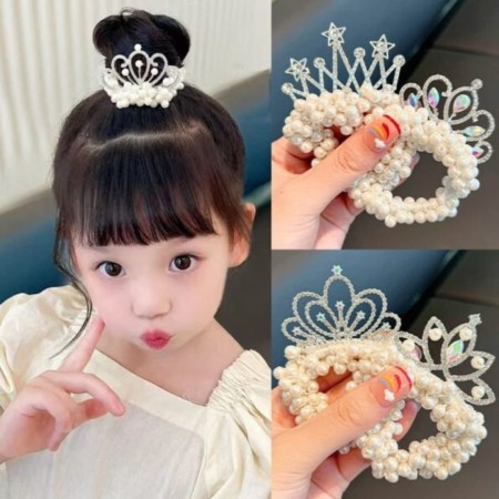 (1 PCS ) Fashion Pearl Crown Princess Cute Hair Clip