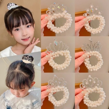 (2 PCS )  Fashion Pearl Crown Princess Cute  Hair Clip