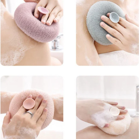 Soft Donut-Shape Exfoliating Bath Sponge With Finger Grip  ( 3 Pcs )