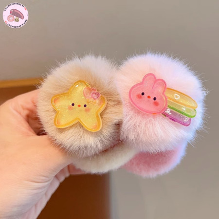(4 pcs) Soft And Sweet Plush Bunny Hairband