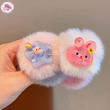 (4 pcs) Soft And Sweet Plush Bunny Hairband