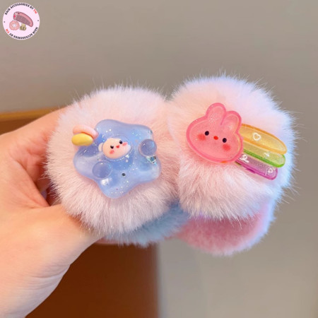 (4 pcs) Soft And Sweet Plush Bunny Hairband