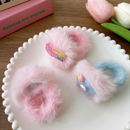 (4 pcs) Soft And Sweet Plush Bunny Hairband