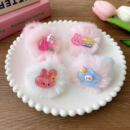 (4 pcs) Soft And Sweet Plush Bunny Hairband