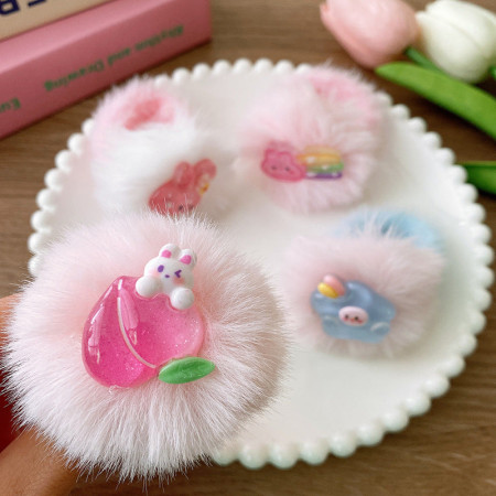 (4 pcs) Soft And Sweet Plush Bunny Hairband