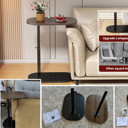 Adjustable Height C Shaped Side Table