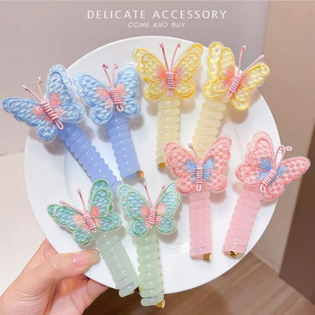 ( 4 pieces ) Butterfly Telephone Wire Hair Bands