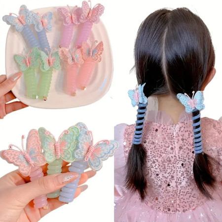 ( 4 pieces ) Butterfly Telephone Wire Hair Bands