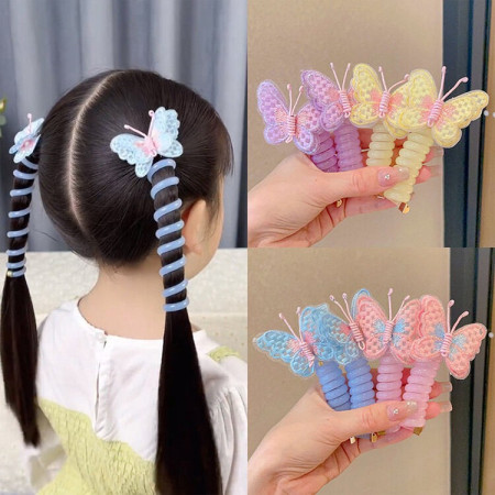 ( 4 pieces ) Butterfly Telephone Wire Hair Bands