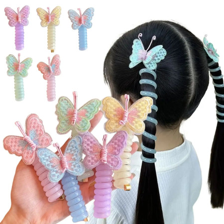 ( 4 pieces ) Butterfly Telephone Wire Hair Bands