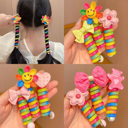 (4 Pcs ) Colorful Telephone Wire Hair Bands