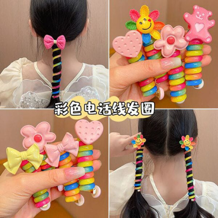 (4 Pcs ) Colorful Telephone Wire Hair Bands