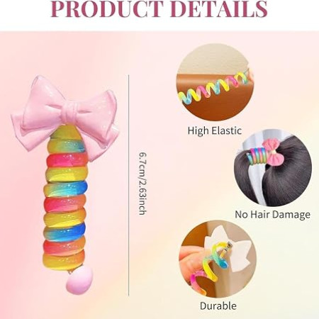 (4 Pcs ) Colorful Telephone Wire Hair Bands