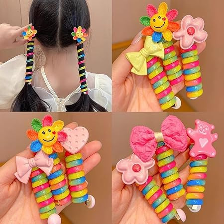 (4 Pcs ) Colorful Telephone Wire Hair Bands