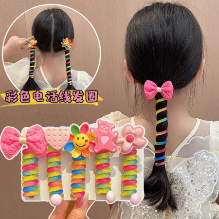 (4 Pcs ) Colorful Telephone Wire Hair Bands